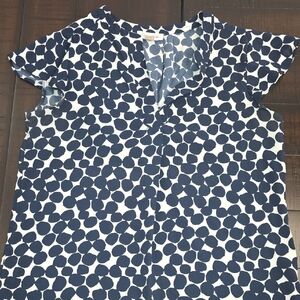 Calvin Klein Navy and White Patterned Blouse